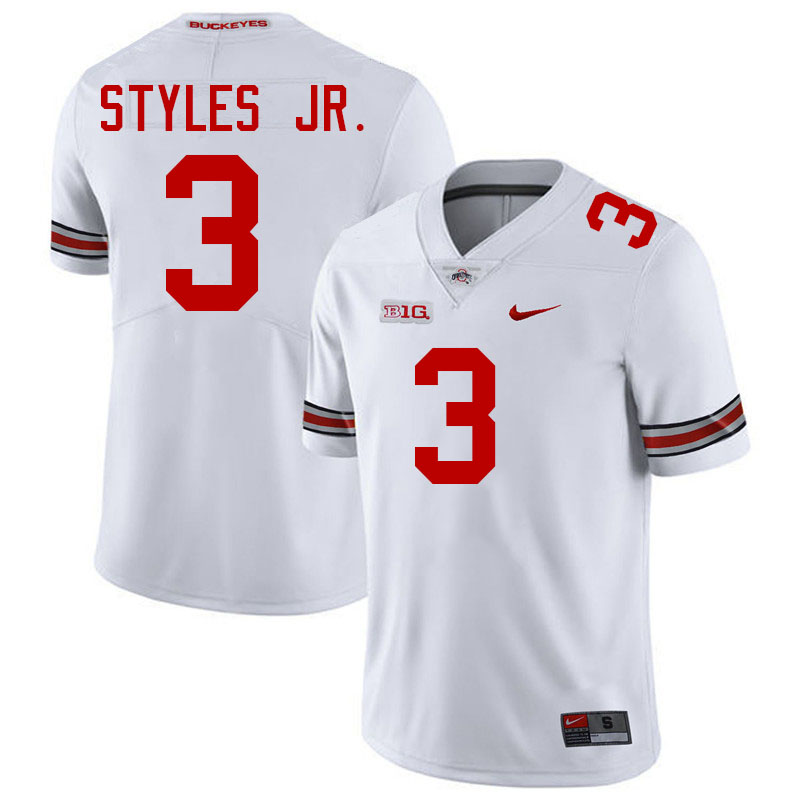 #3 Lorenzo Styles Jr. Ohio State Buckeyes Jersey College Football Uniforms-White